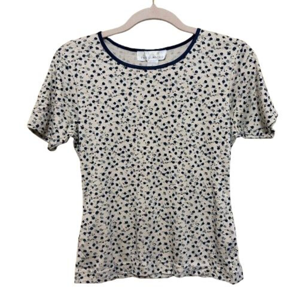 VTG The Limited Top Womens Small Cream White Micro Floral Pullover Shirt 90s Y2K